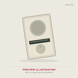 Braun T3 pocket transistor radio in white with a circular speaker grille and round tuning dial