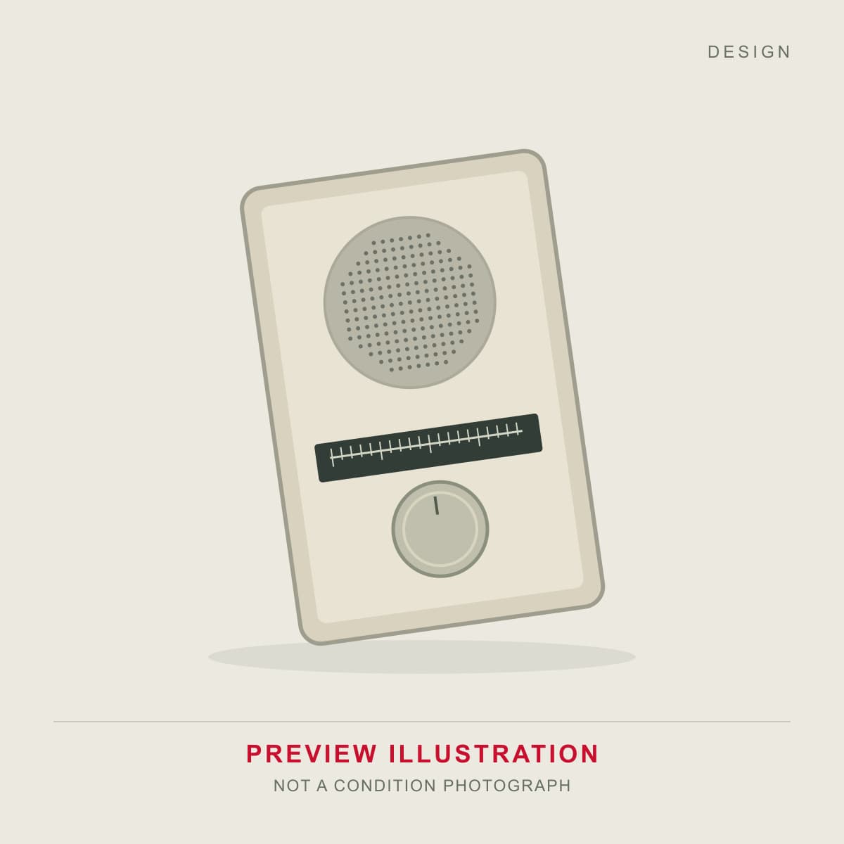 Braun T3 pocket transistor radio in white with a circular speaker grille and round tuning dial