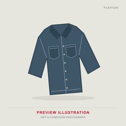 Faded indigo selvedge denim trucker jacket with copper rivets laid flat