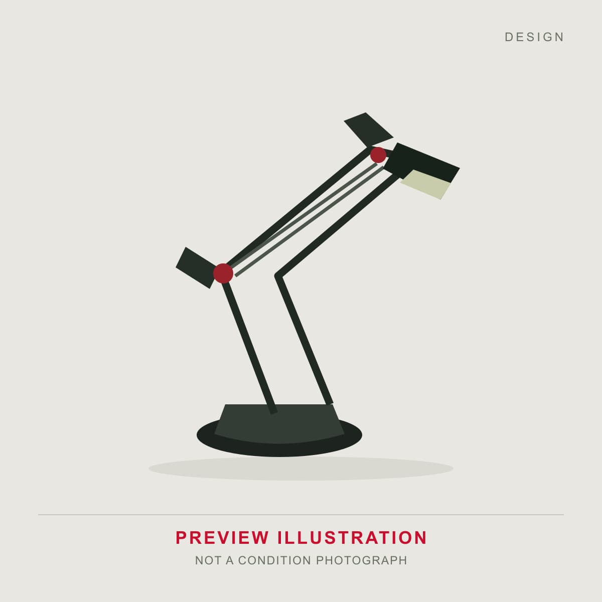 Black Tizio balanced desk lamp with thin articulated arms on a pale background